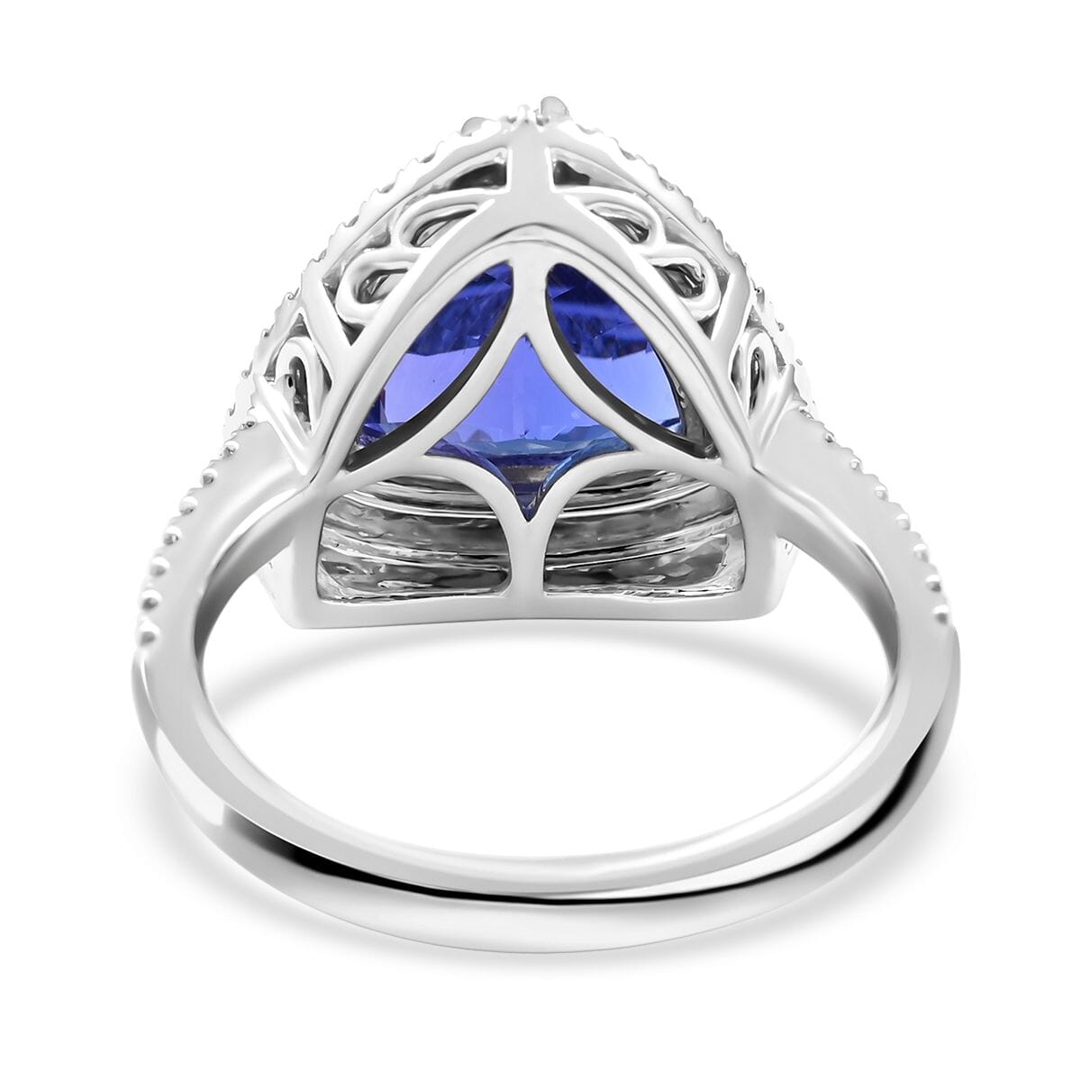 Certified & Appraised Rhapsody 950 Platinum AAAA Tanzanite and E-F VS Diamond Double Halo Ring (Size 6.0) 8 Grams 5.00 ctw image number 4