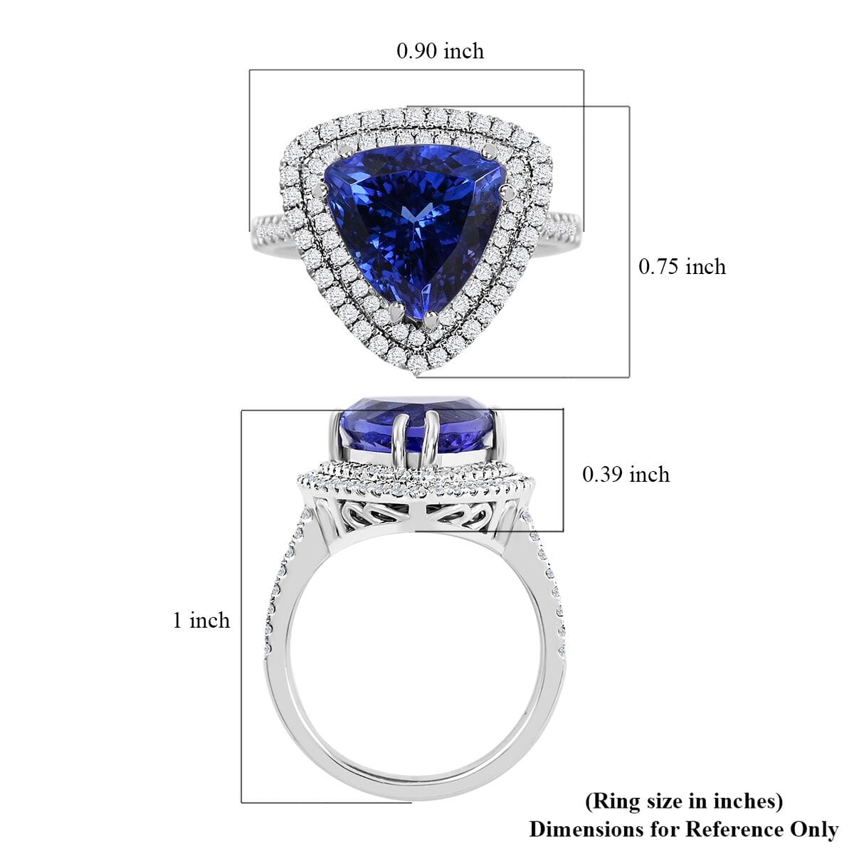 Certified & Appraised Rhapsody 950 Platinum AAAA Tanzanite and E-F VS Diamond Double Halo Ring (Size 6.0) 8 Grams 5.00 ctw image number 5
