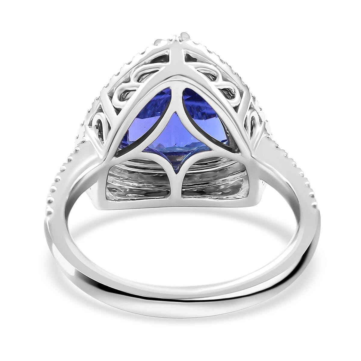 Certified & Appraised Rhapsody 950 Platinum AAAA Tanzanite and E-F VS Diamond Double Halo Ring (Size 7.0) 8 Grams 5.00 ctw image number 4