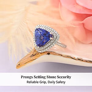 Certified & Appraised Rhapsody 950 Platinum AAAA Tanzanite and E-F VS Diamond Double Halo Ring (Size 8.0) 8 Grams 5.00 ctw