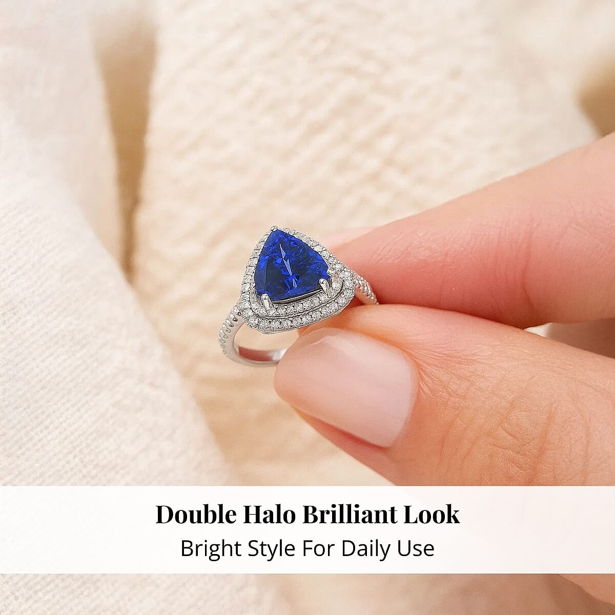 Certified & Appraised Rhapsody 950 Platinum AAAA Tanzanite and E-F VS Diamond Double Halo Ring (Size 8.0) 8 Grams 5.00 ctw image number 4