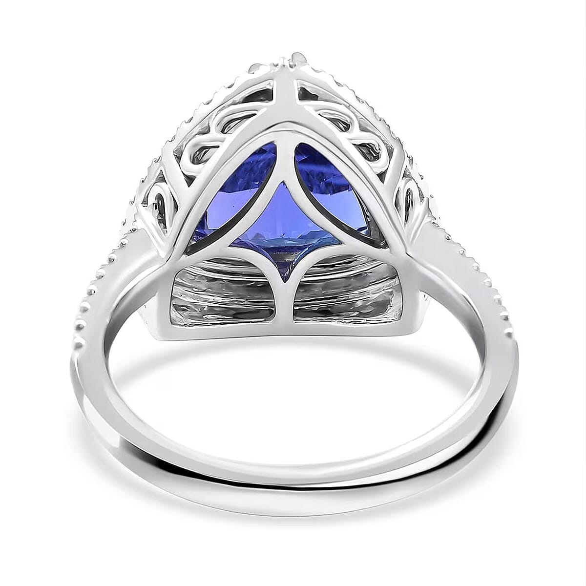 Certified & Appraised Rhapsody 950 Platinum AAAA Tanzanite and E-F VS Diamond Double Halo Ring (Size 9.0) 8 Grams 5.00 ctw image number 6
