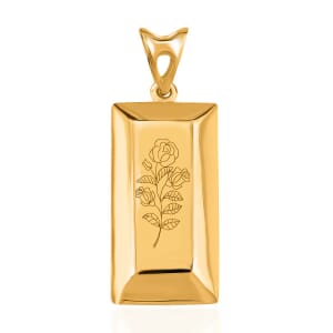 Rose Flower Bar Pendant in 18K Yellow Gold 1.60 Grams