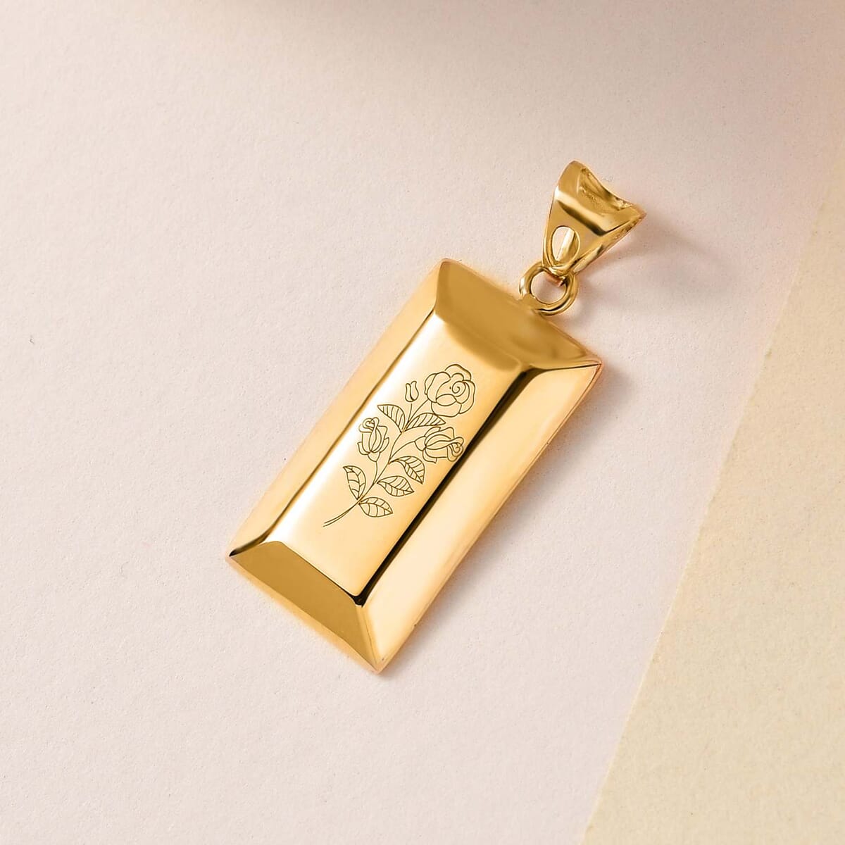 Rose Flower Bar Pendant in 18K Yellow Gold 1.60 Grams image number 1
