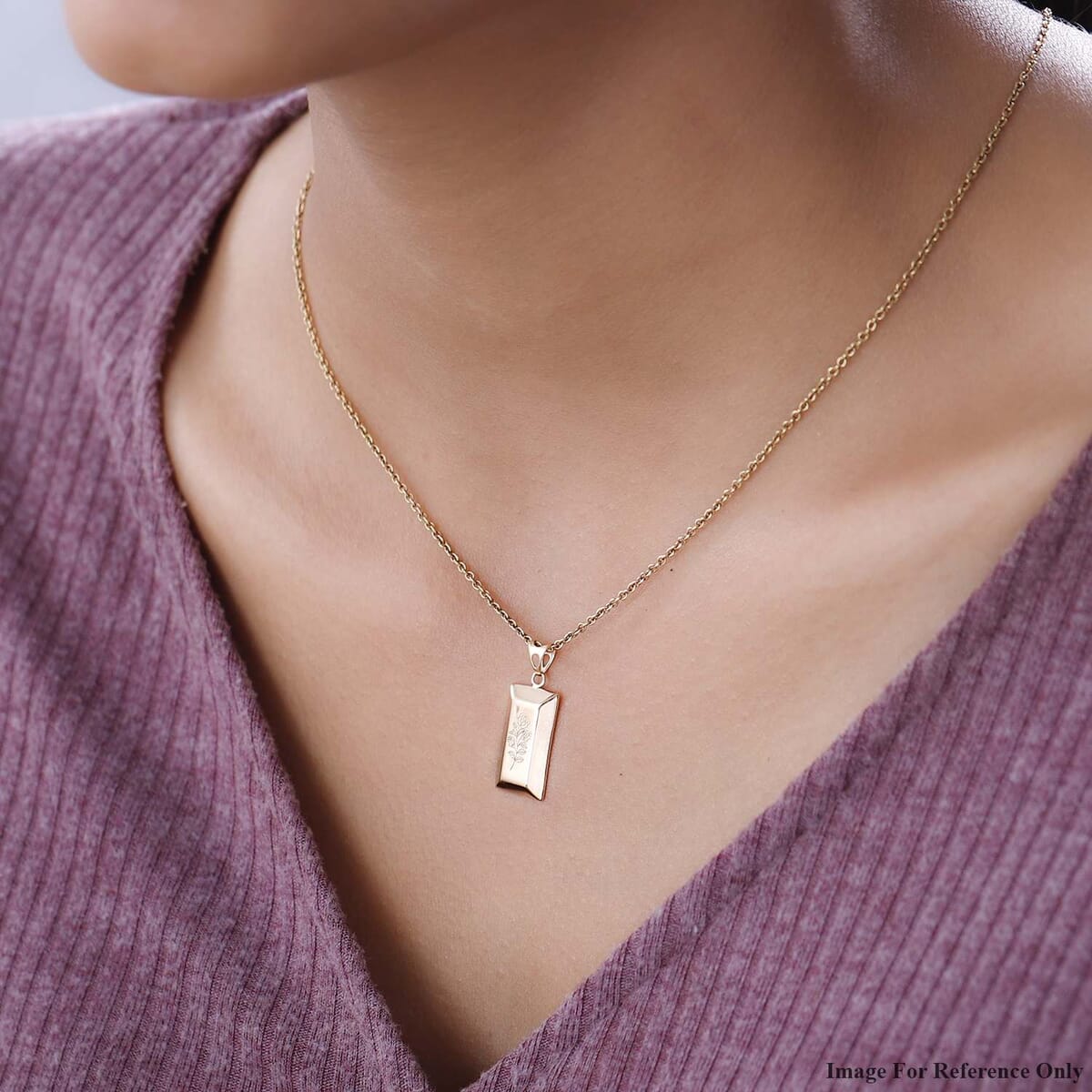 Rose Flower Bar Pendant in 18K Yellow Gold 1.60 Grams image number 2