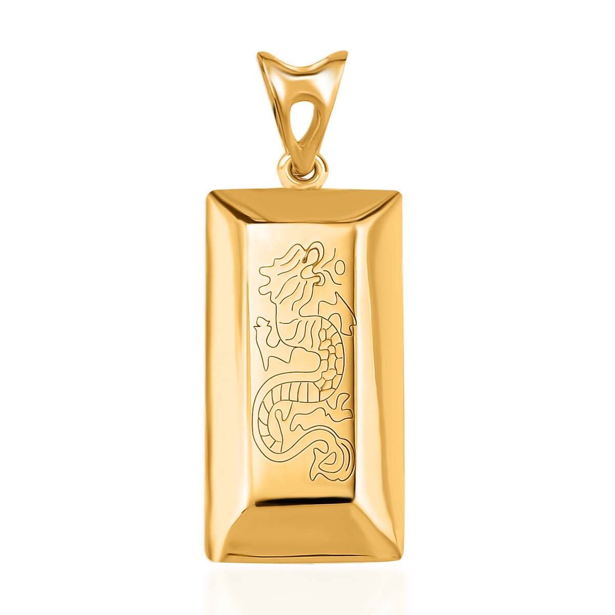 18K Yellow Gold Dragon Bar Pendant without Chain 1.47 Grams image number 0