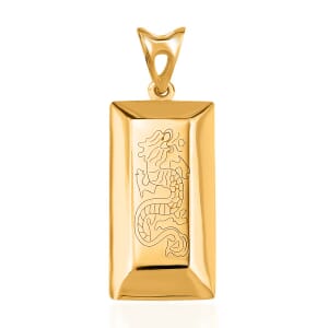 18K Yellow Gold Dragon Bar Pendant without Chain 1.47 Grams
