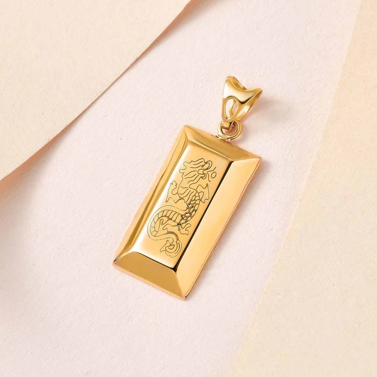 18K Yellow Gold Dragon Bar Pendant without Chain 1.47 Grams image number 2