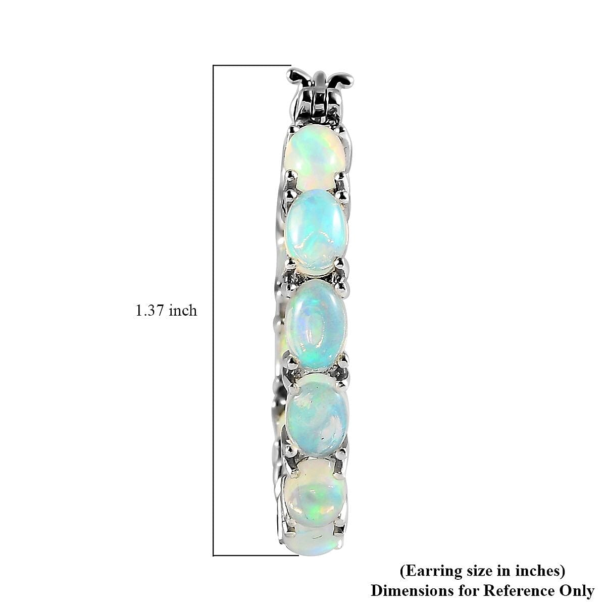 Premium Ethiopian Welo Opal Hoop Earrings in Platinum Over Sterling Silver 6.65 ctw image number 4