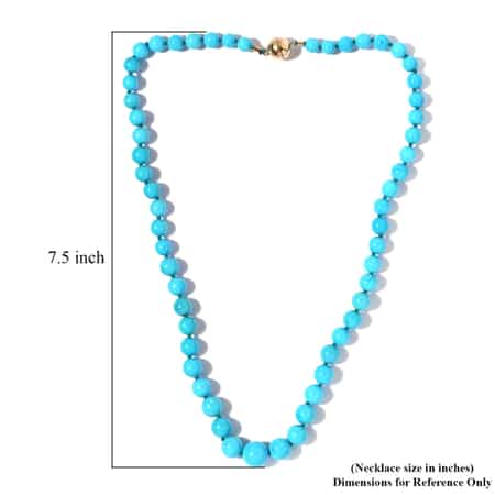 Womens Enhanced Blue Turquoise Sterling Silver Beaded Necklace