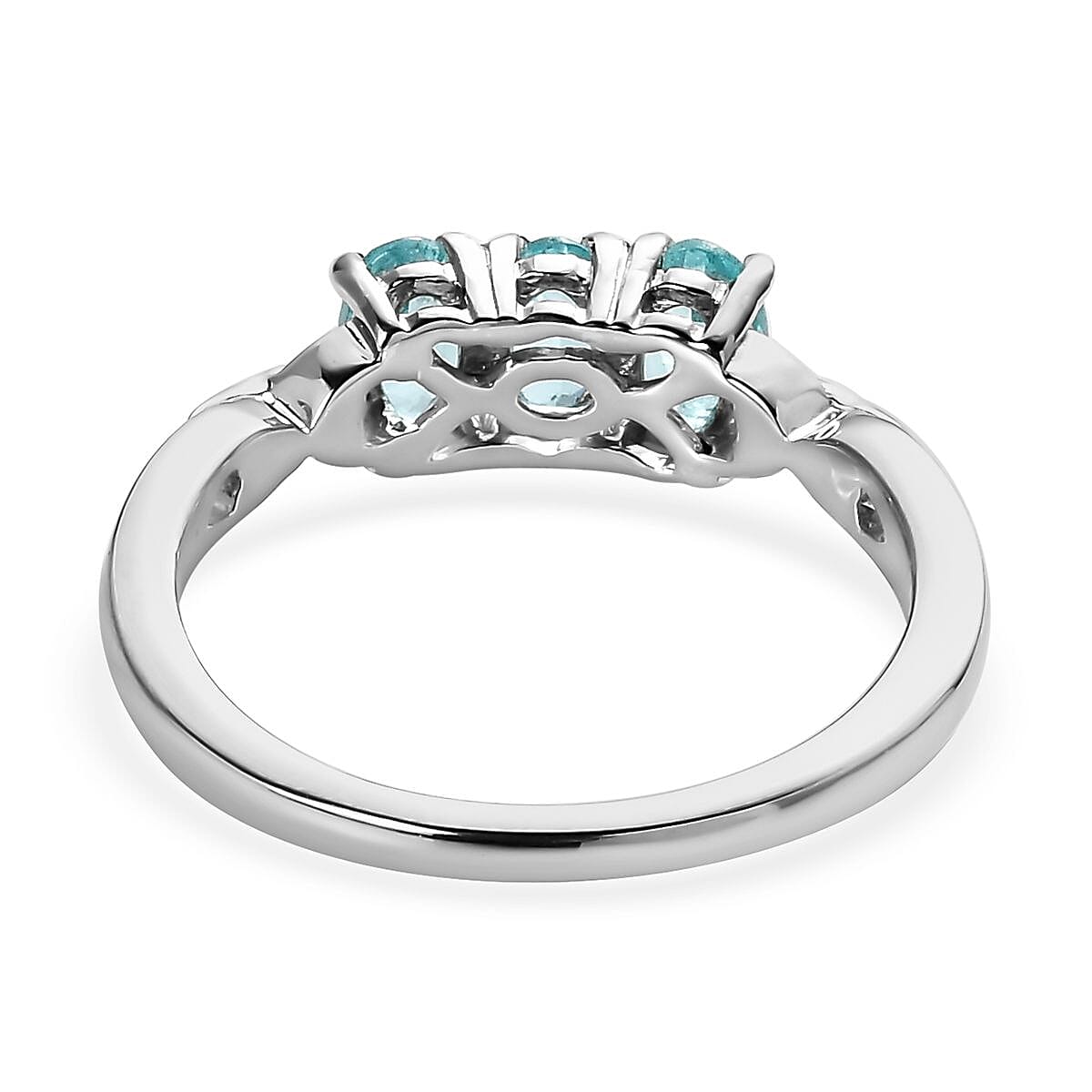 Madagascar Paraiba Apatite 3 Stone Ring in Platinum Over Sterling Silver 0.75 ctw image number 4