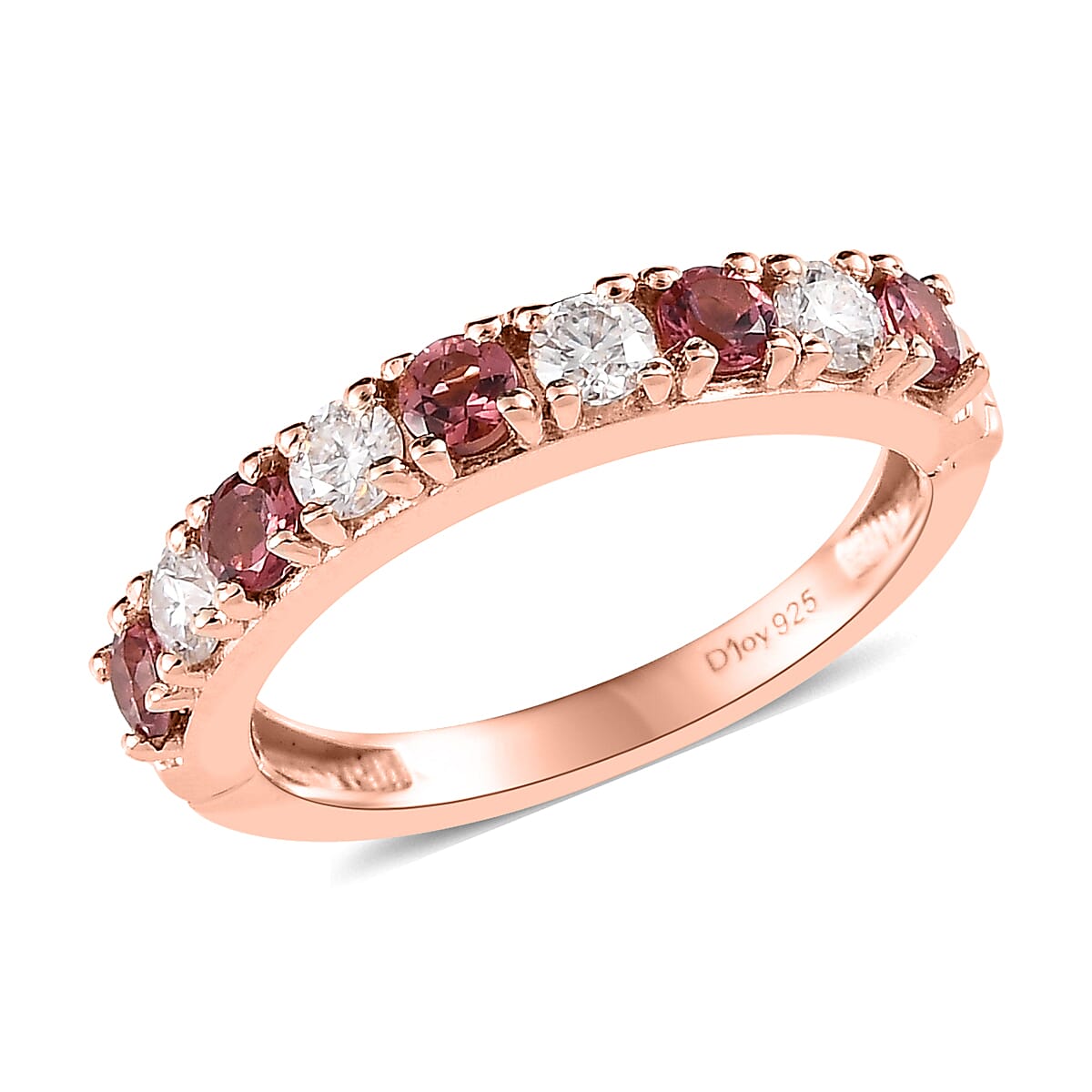 Premium Morro Redondo Pink Tourmaline and Moissanite Ring in Vermeil Rose Gold Over Sterling Silver (Size 10.0) 1.00 ctw