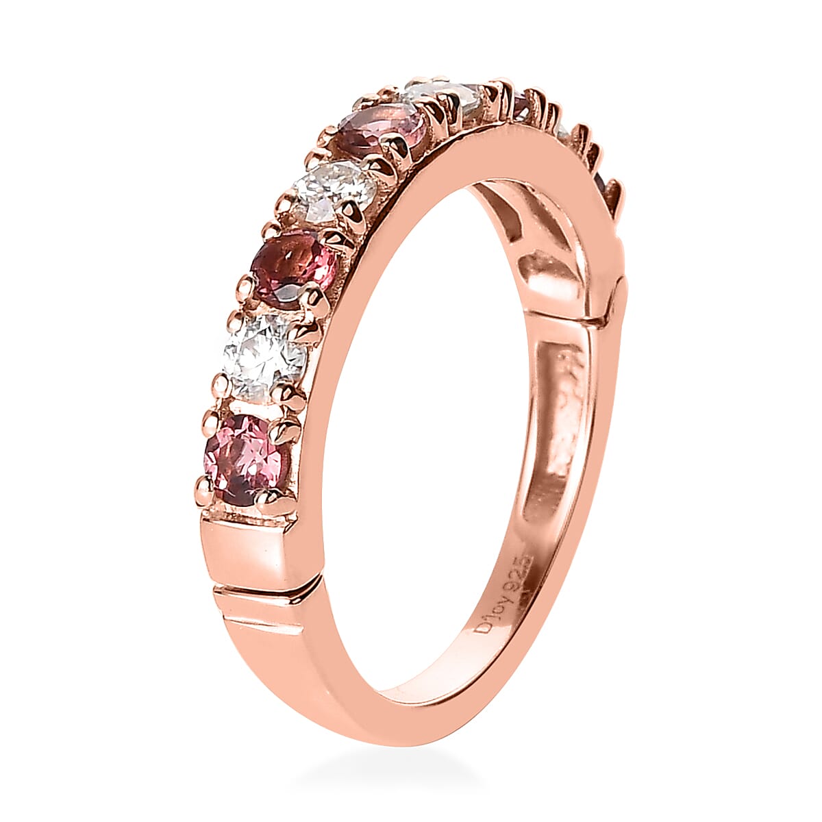 Premium Morro Redondo Pink Tourmaline and Moissanite Ring in Vermeil Rose Gold Over Sterling Silver (Size 10.0) 1.00 ctw