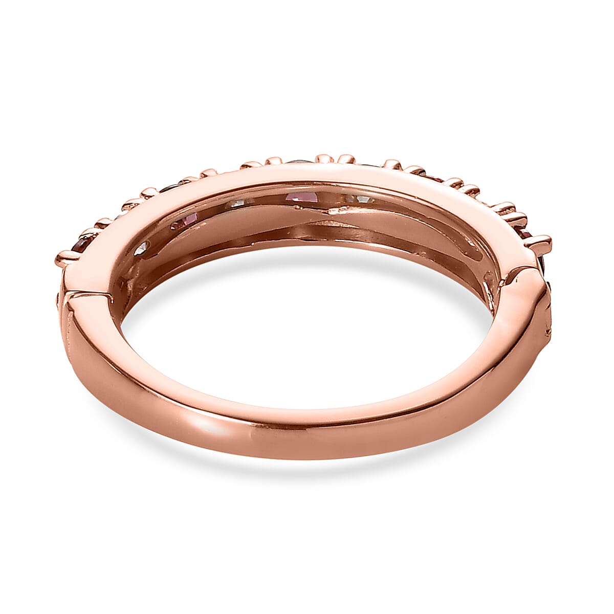 Premium Morro Redondo Pink Tourmaline and Moissanite Ring in Vermeil Rose Gold Over Sterling Silver (Size 10.0) 1.00 ctw