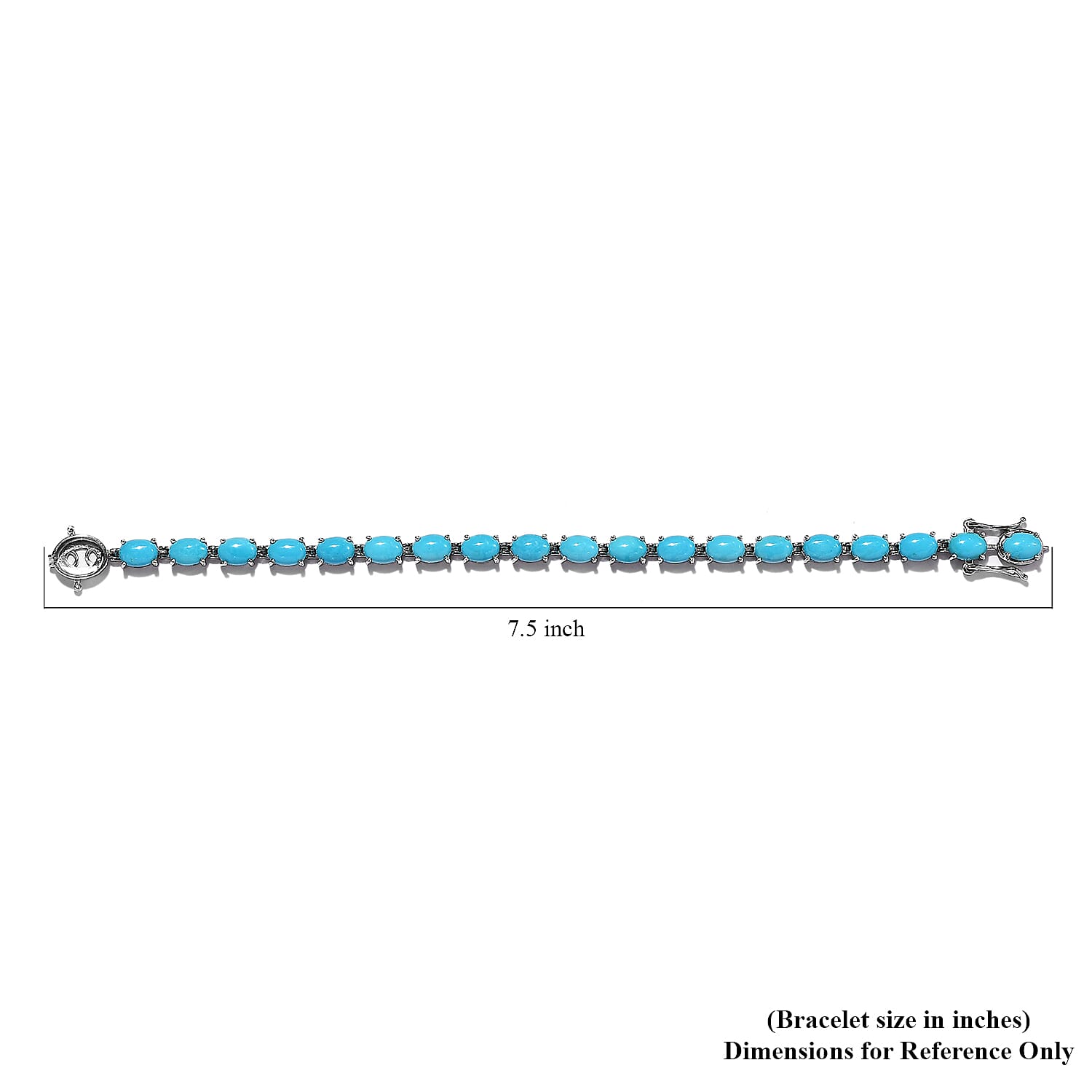 Sleeping Beauty Turquoise Tennis Bracelet in Platinum Over Sterling Silver (6.50 In) 13.60 ctw