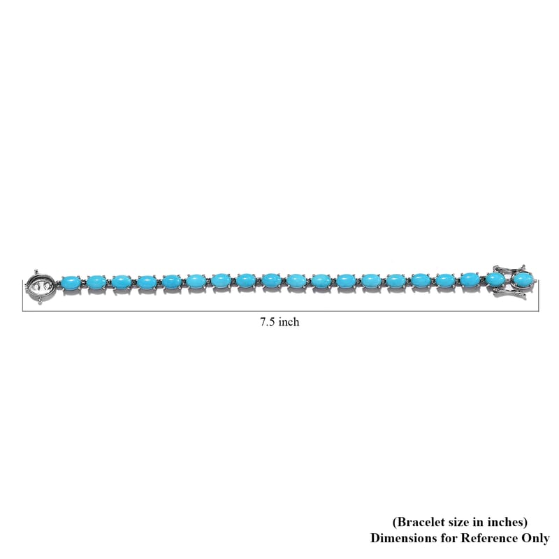 Sleeping Beauty Turquoise Tennis Bracelet in Platinum Over Sterling Silver (6.50 In) 13.60 ctw