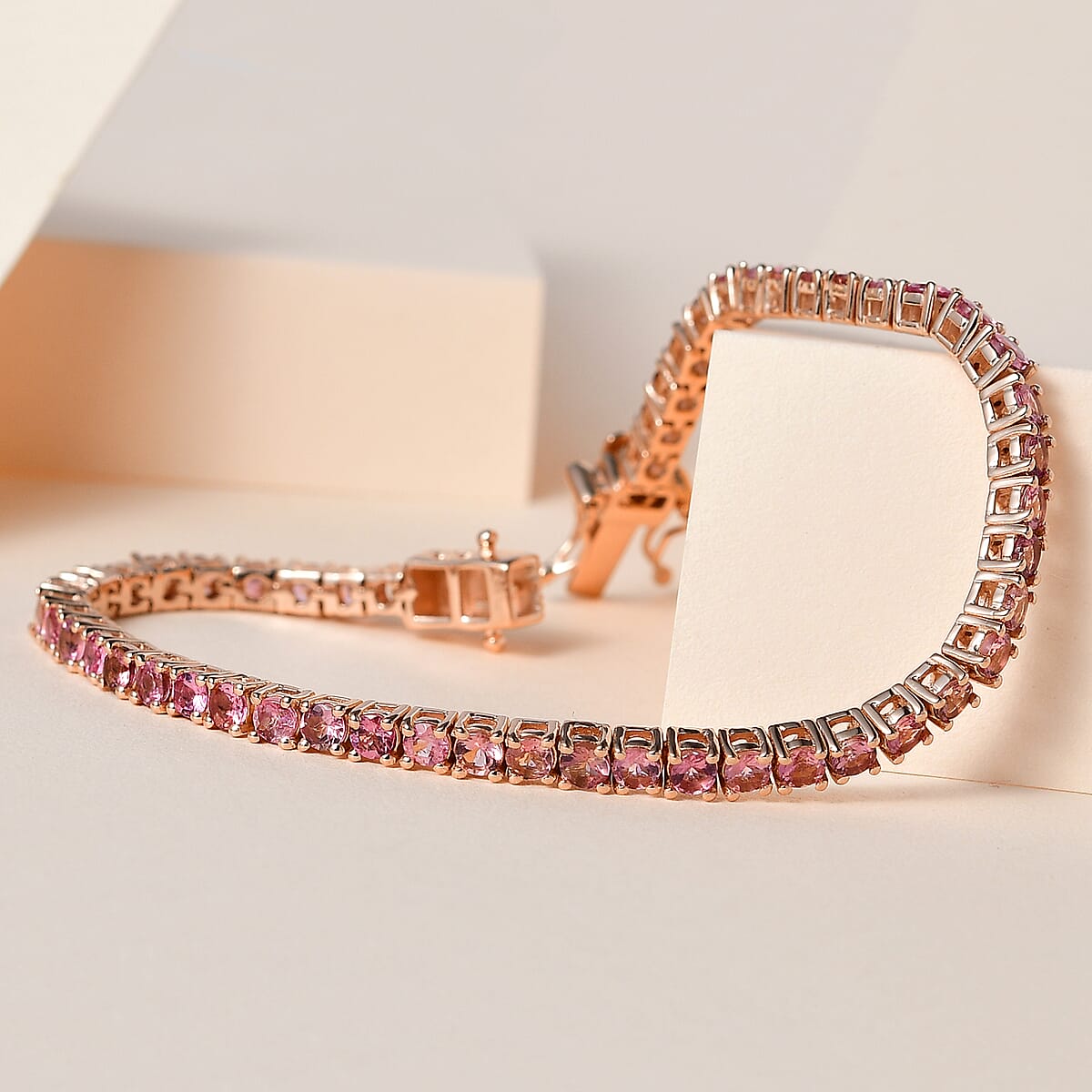 Premium Morro Redondo Pink Tourmaline Tennis Bracelet in Vermeil Rose Gold Over Sterling Silver (7.25 In) 6.10 ctw image number 1