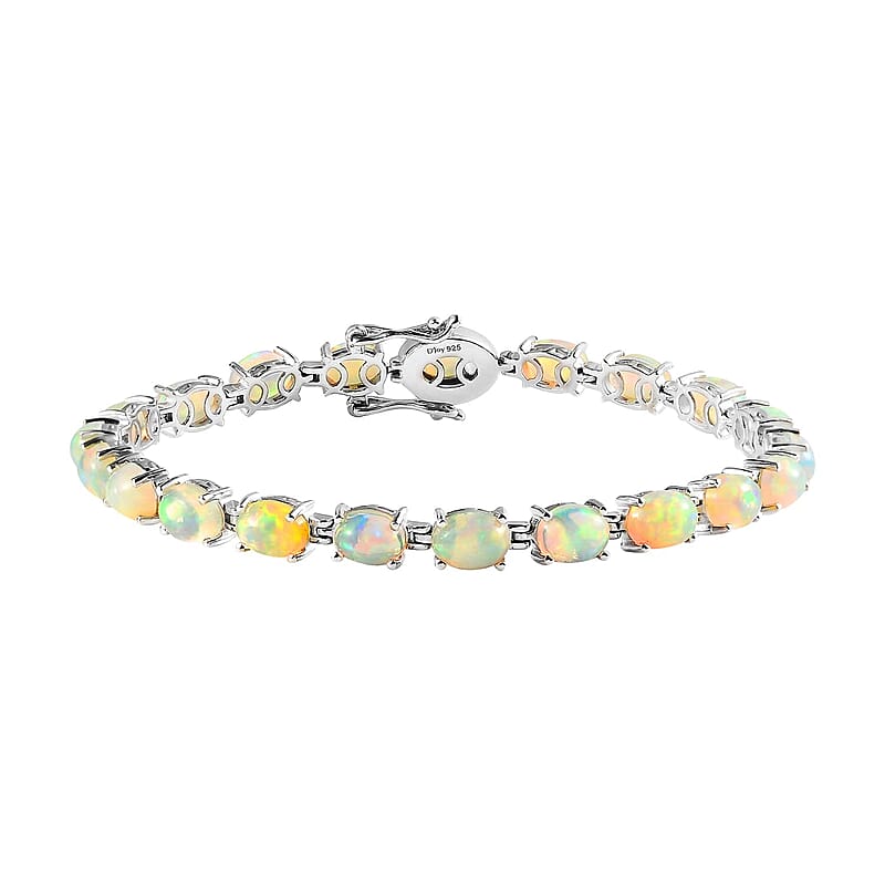 Ethiopian Welo Opal Tennis Bracelet in Platinum Over Sterling Silver (6.50 In) 10.00 ctw
