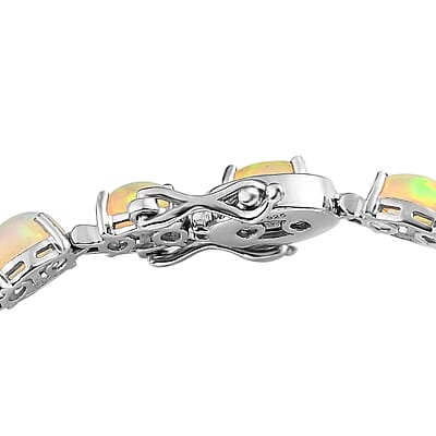 Ethiopian Welo Opal Tennis Bracelet in Platinum Over Sterling Silver (6.50 In) 10.00 ctw