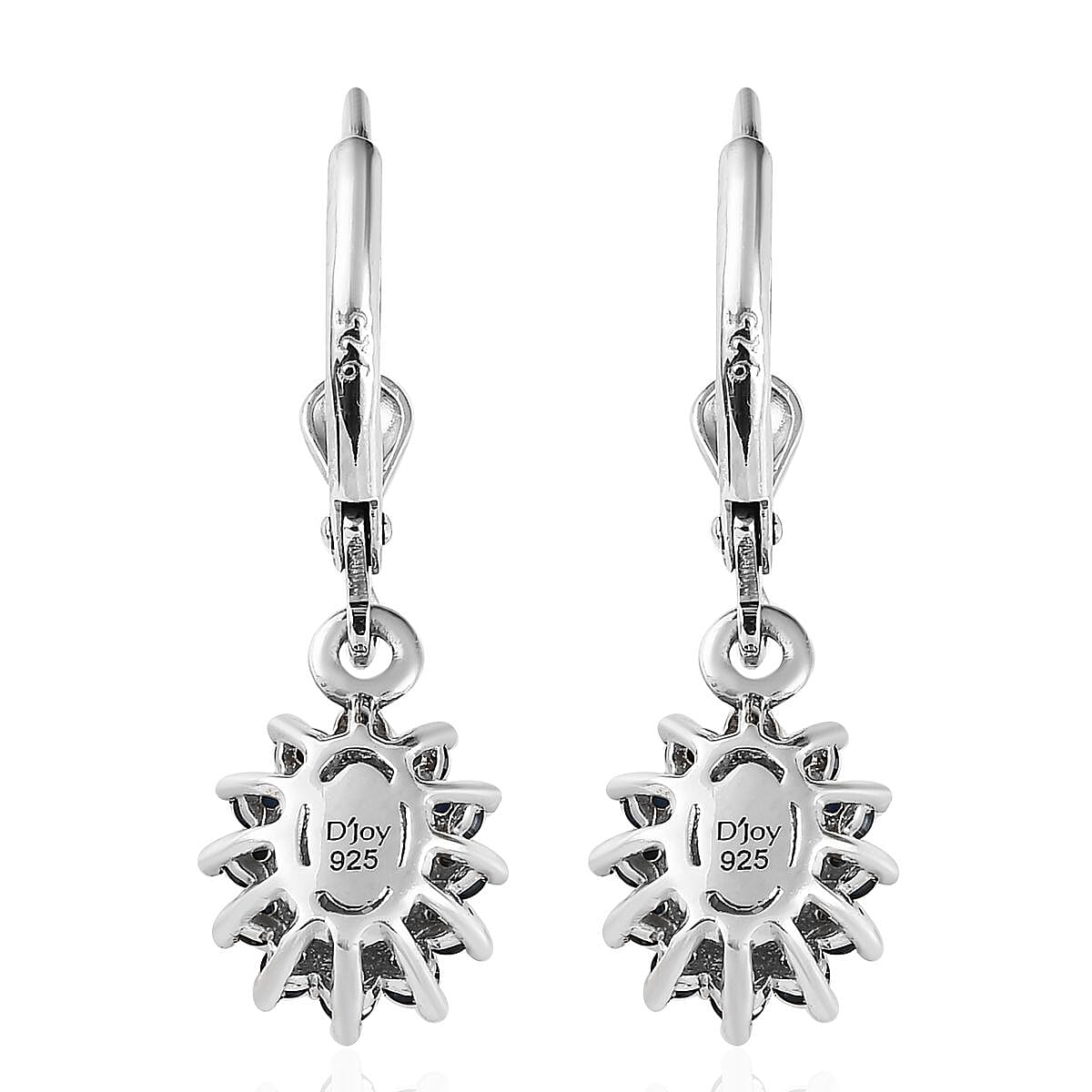 Malgache Neon Apatite and Kanchanaburi Blue Sapphire Sunburst Earrings in Platinum Over Sterling Silver 1.50 ctw image number 3