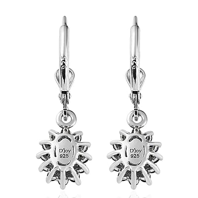 Malgache Neon Apatite and Kanchanaburi Blue Sapphire Lever Back Earrings in Platinum Over Sterling Silver 1.50 ctw