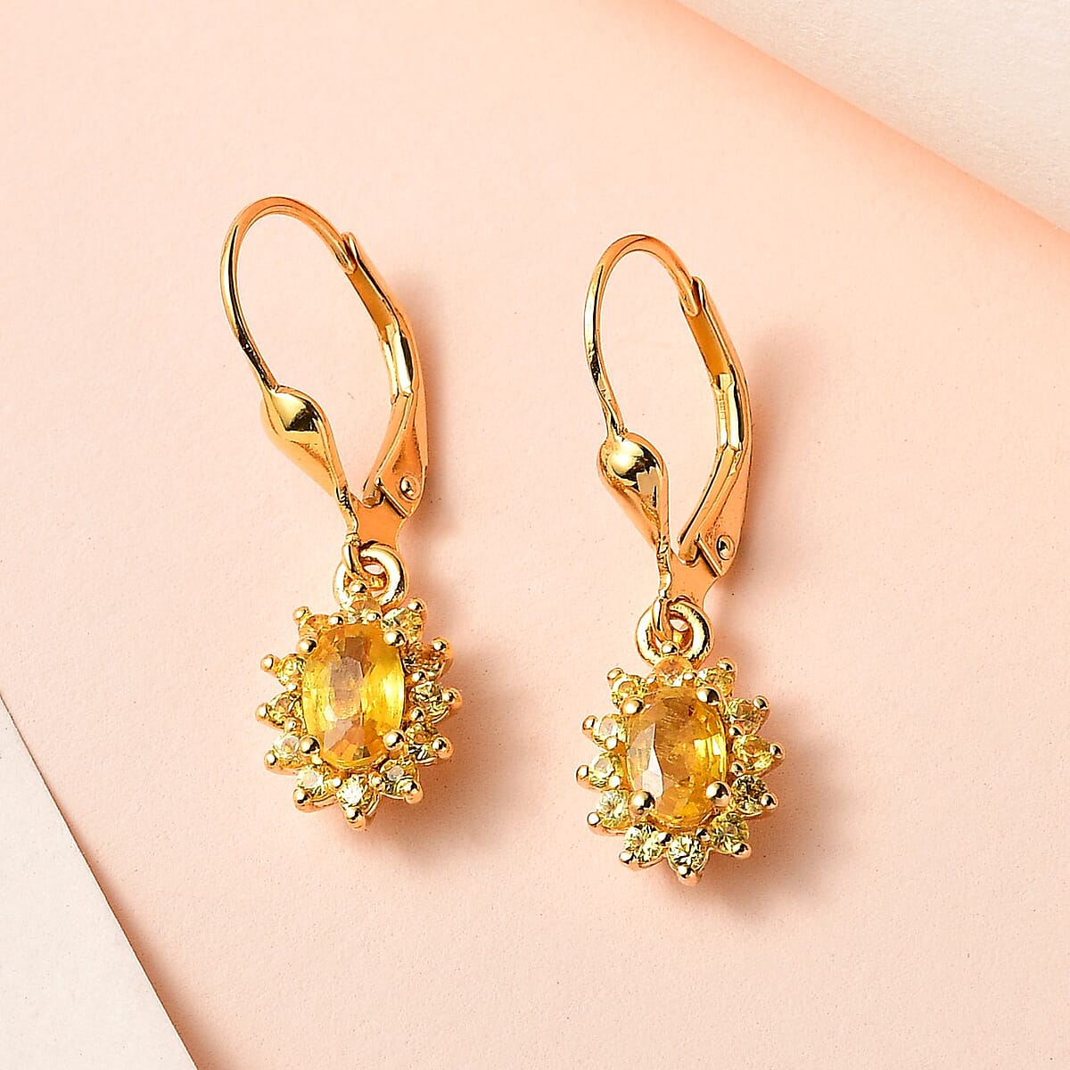 Madagascar Yellow Sapphire Lever Back Earrings in Vermeil Yellow Gold Over Sterling Silver 1.80 ctw image number 1