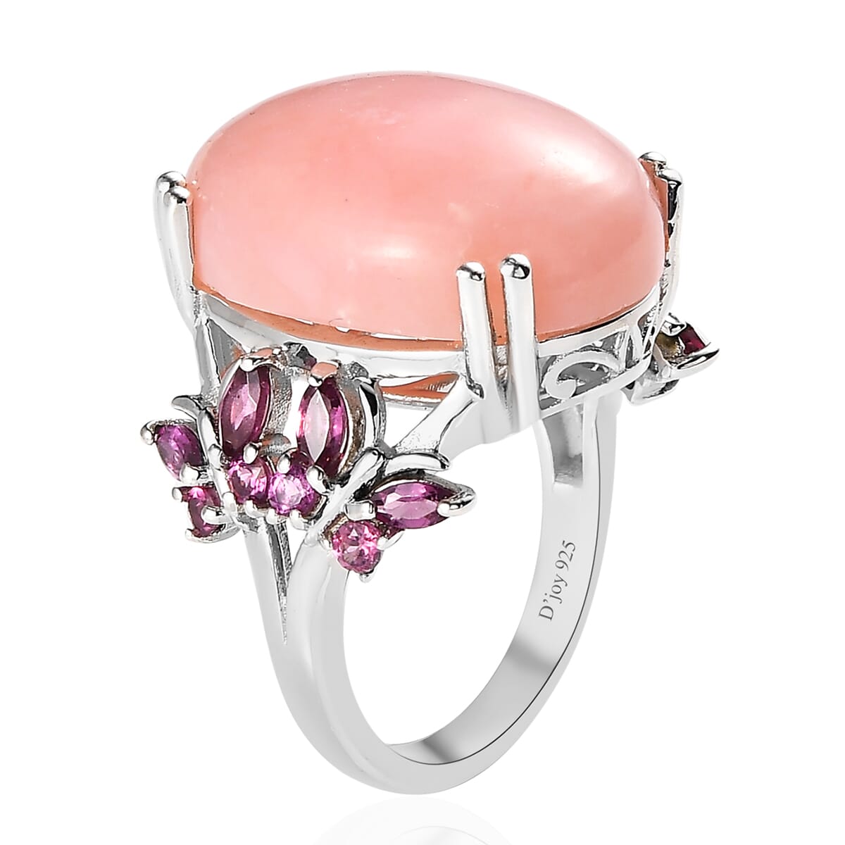 Premium Peruvian Pink Opal and Orissa Rhodolite Garnet Ring in Platinum Over Sterling Silver 13.75 ctw image number 3