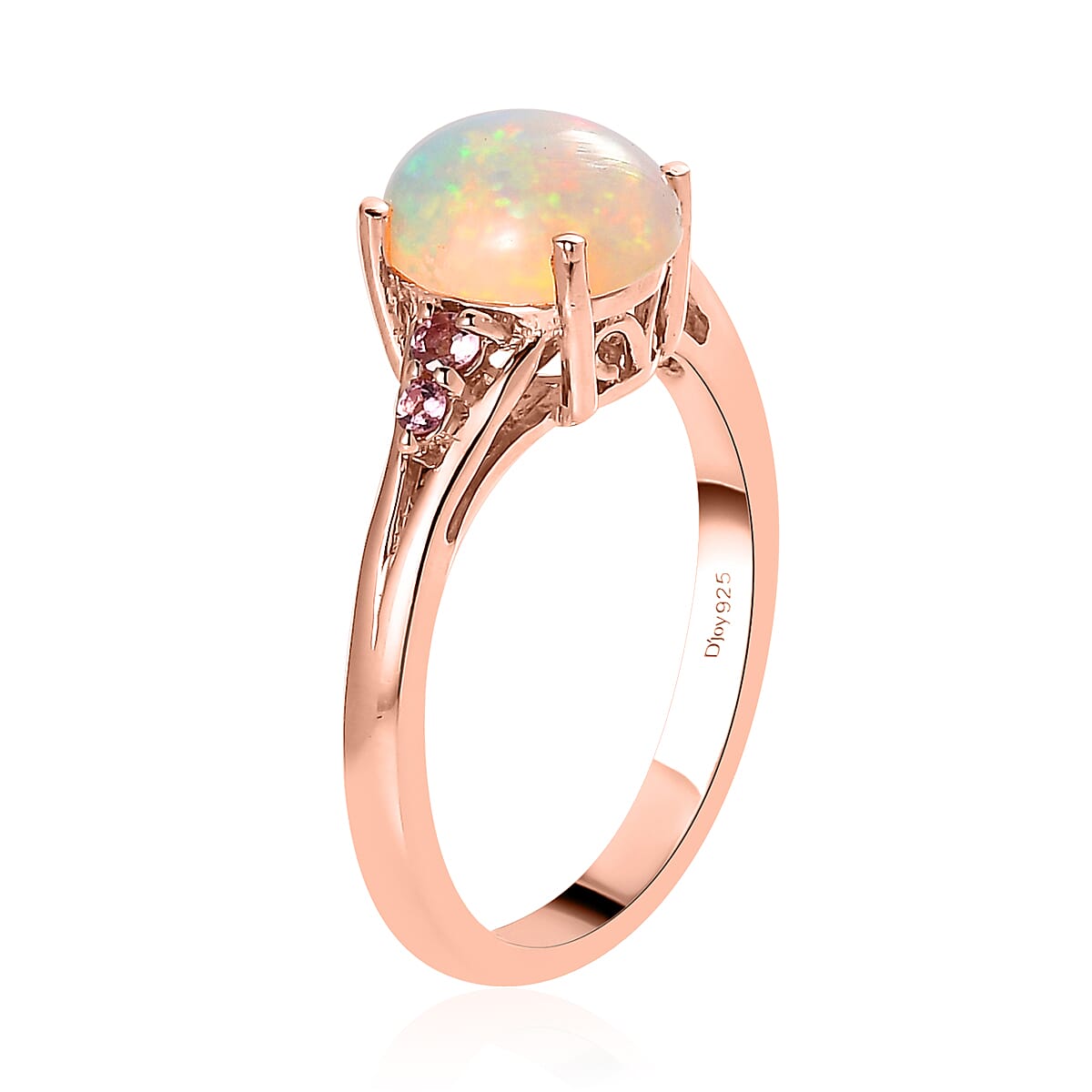 Premium Ethiopian Welo Opal and Morro Redondo Pink Tourmaline Ring in Vermeil Rose Gold Over Sterling Silver (Size 10.0) 1.25 ctw image number 3