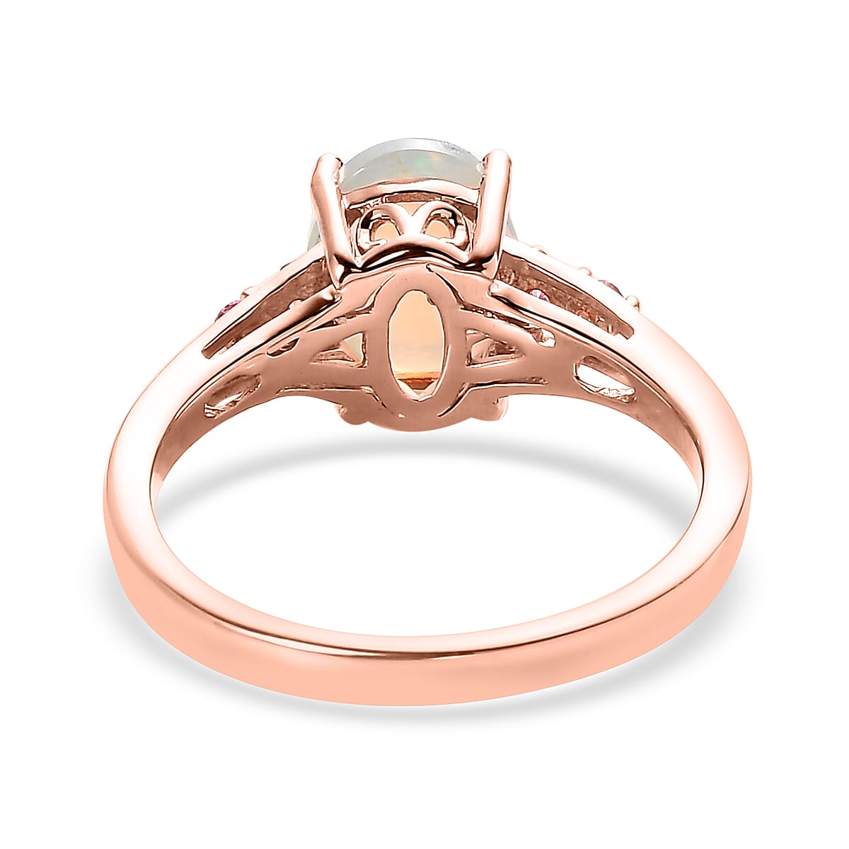 Premium Ethiopian Welo Opal and Morro Redondo Pink Tourmaline Ring in Vermeil Rose Gold Over Sterling Silver (Size 10.0) 1.25 ctw image number 4