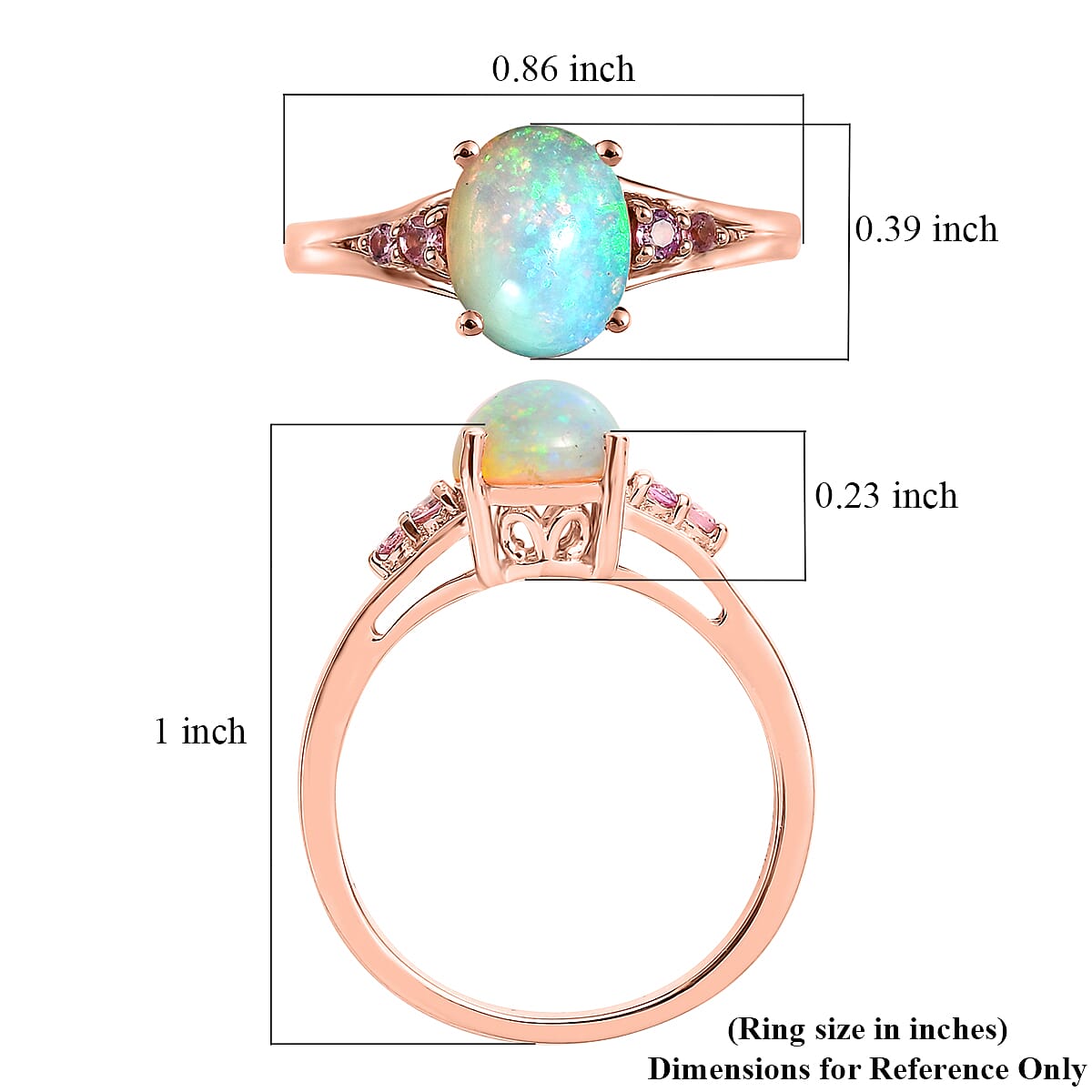 Premium Ethiopian Welo Opal and Morro Redondo Pink Tourmaline Ring in Vermeil Rose Gold Over Sterling Silver (Size 10.0) 1.25 ctw image number 5
