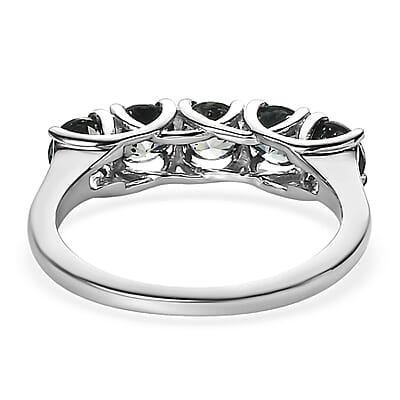 Australian Sapphire 5 Stone Ring in Platinum Over Sterling Silver (Size 10.0) 1.65 ctw