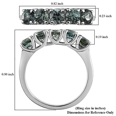 Australian Sapphire 5 Stone Ring in Platinum Over Sterling Silver (Size 10.0) 1.65 ctw