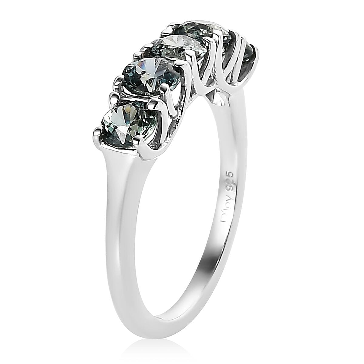 Australian Sapphire 5 Stone Ring in Platinum Over Sterling Silver (Size 6.0) 1.65 ctw image number 1