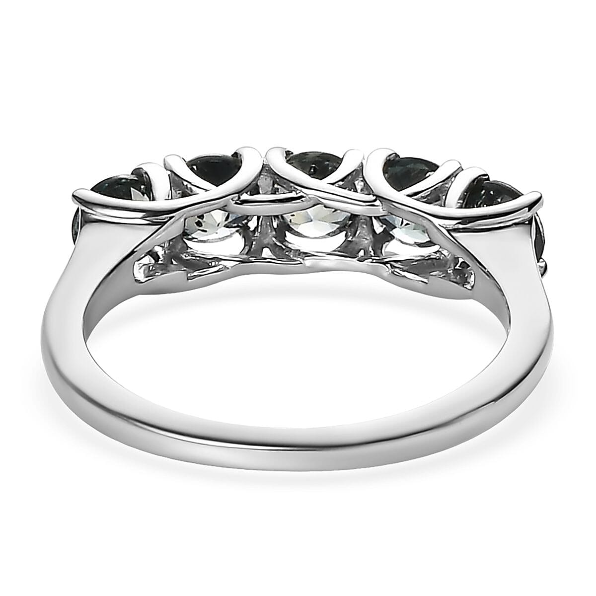 Australian Sapphire 5 Stone Ring in Platinum Over Sterling Silver (Size 6.0) 1.65 ctw image number 2