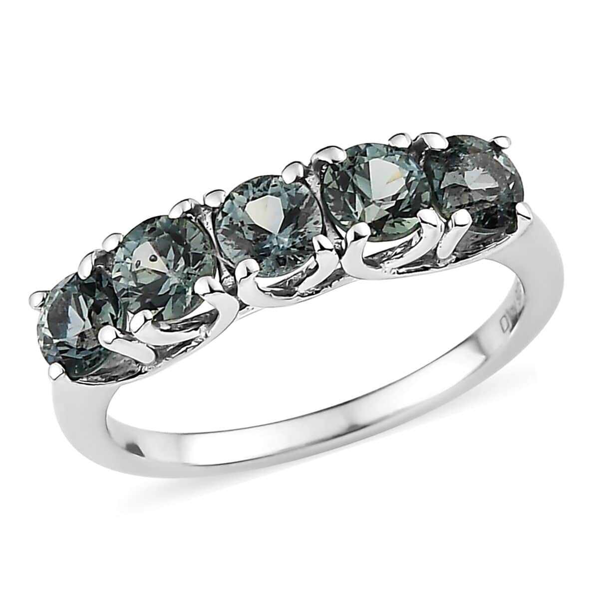 Australian Sapphire 5 Stone Ring in Platinum Over Sterling Silver (Size 7.0) 1.65 ctw image number 0