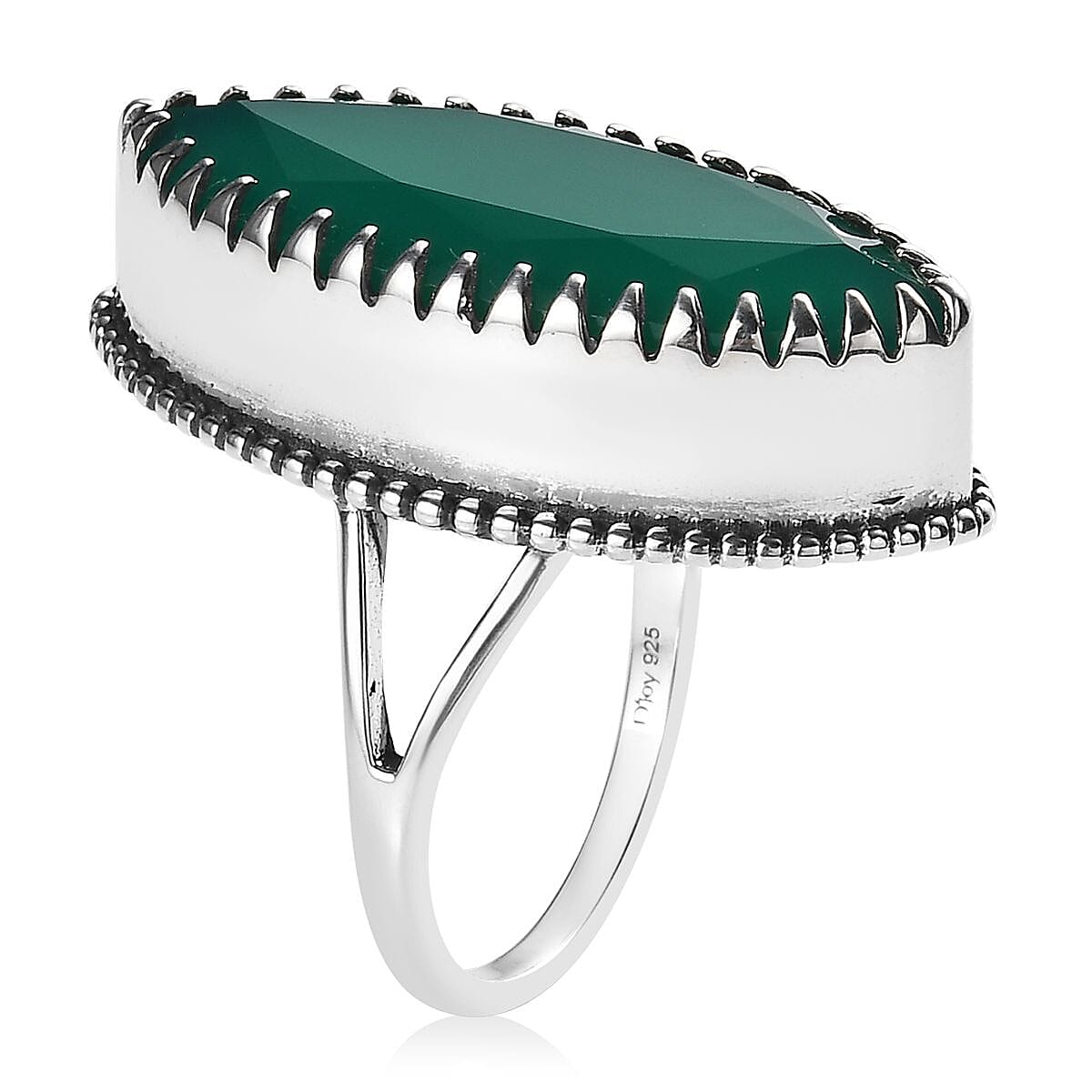 Artisan Crafted Verde Onyx Solitaire Ring in Sterling Silver (Size 10.0) 14.60 ctw image number 3