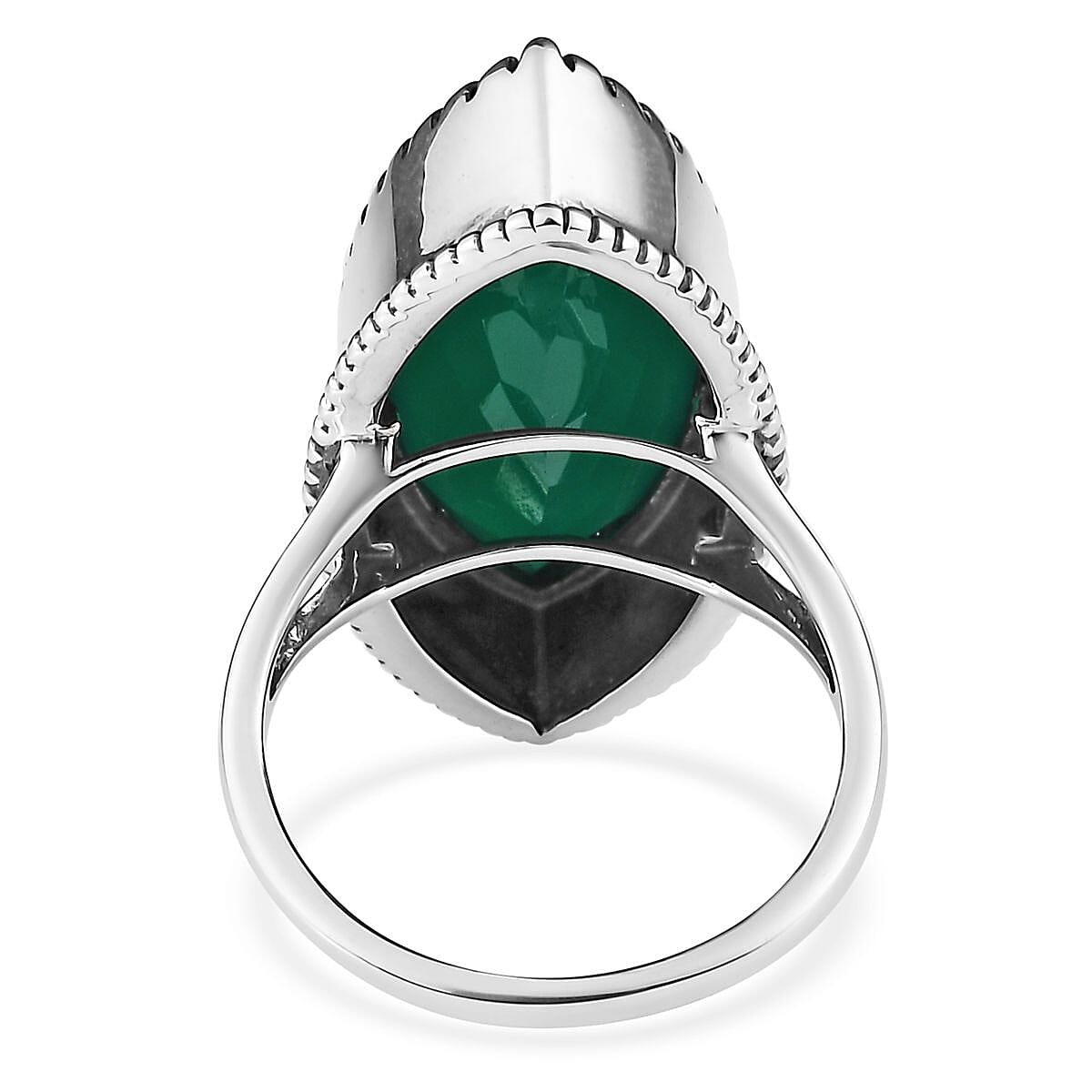 Artisan Crafted Verde Onyx Solitaire Ring in Sterling Silver (Size 10.0) 14.60 ctw image number 4