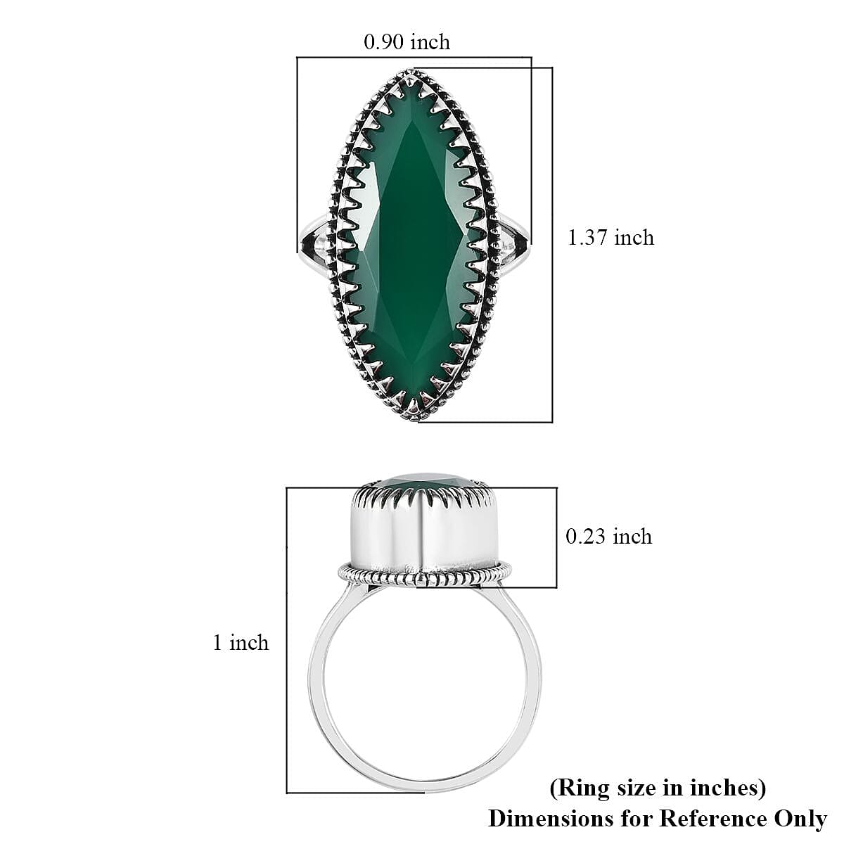 Artisan Crafted Verde Onyx Solitaire Ring in Sterling Silver (Size 10.0) 14.60 ctw image number 5