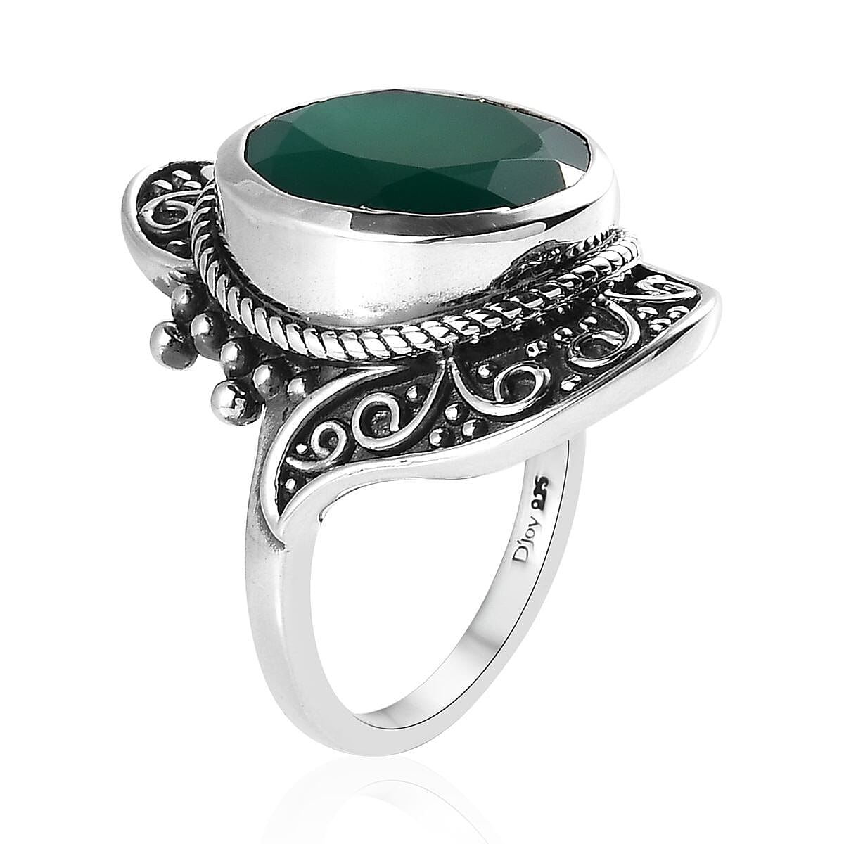 Artisan Crafted Verde Onyx Solitaire Ring in Sterling Silver (Size 10.0) 5.85 ctw