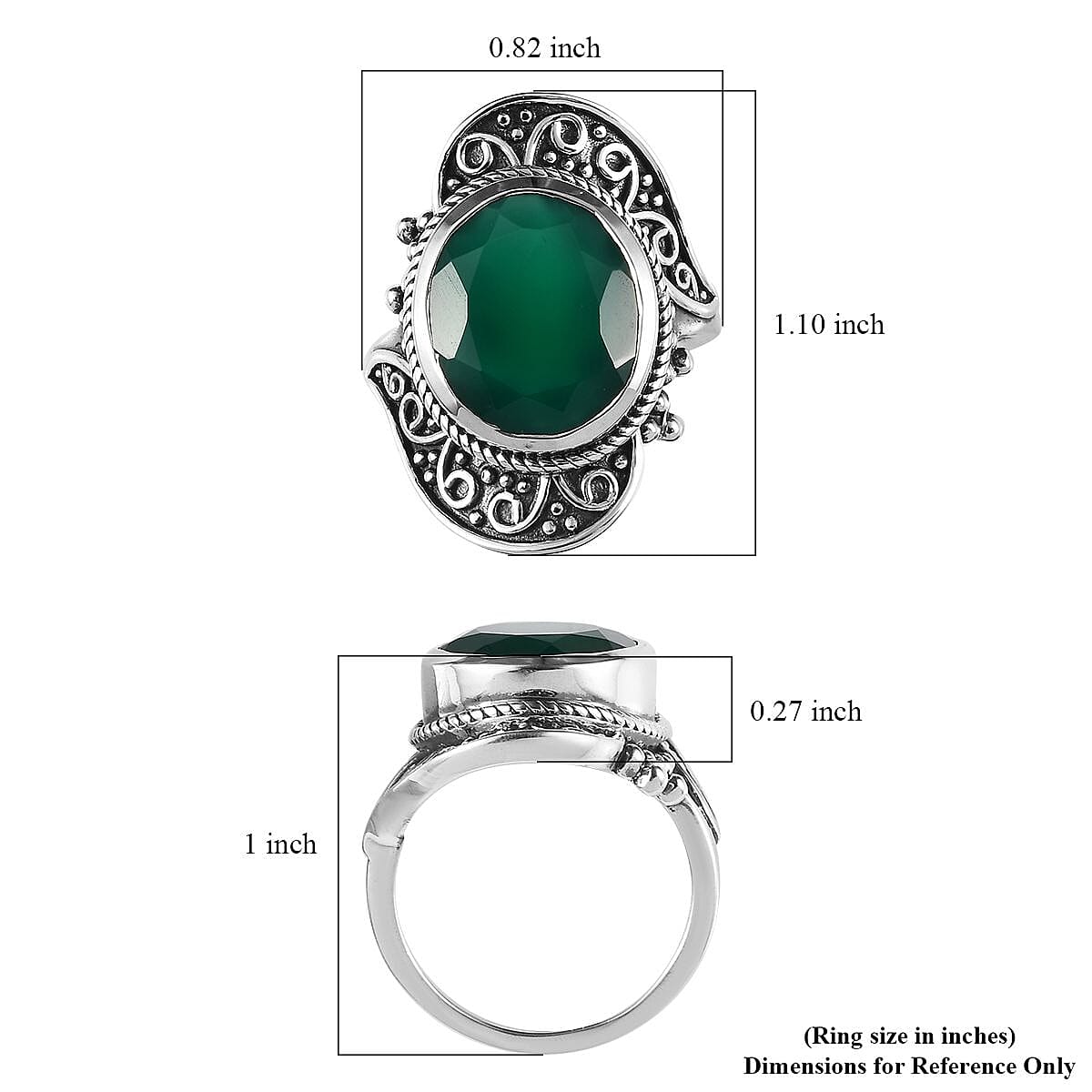 Artisan Crafted Verde Onyx Solitaire Ring in Sterling Silver (Size 10.0) 5.85 ctw