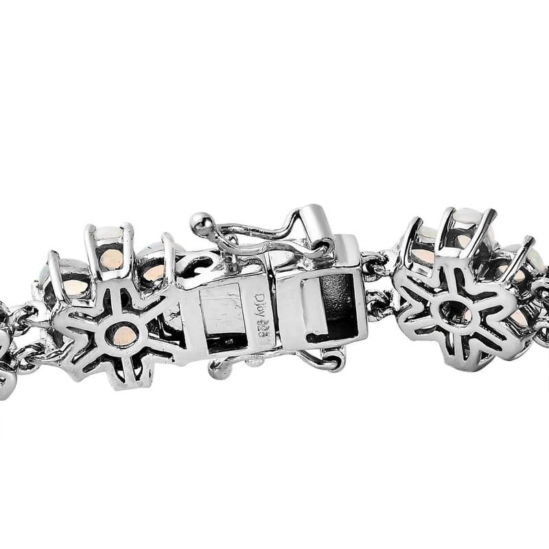 Premium Ethiopian Welo Opal and Multi-Tourmaline Floral Bracelet in Platinum Over Sterling Silver (7.25 In) 17.00 ctw