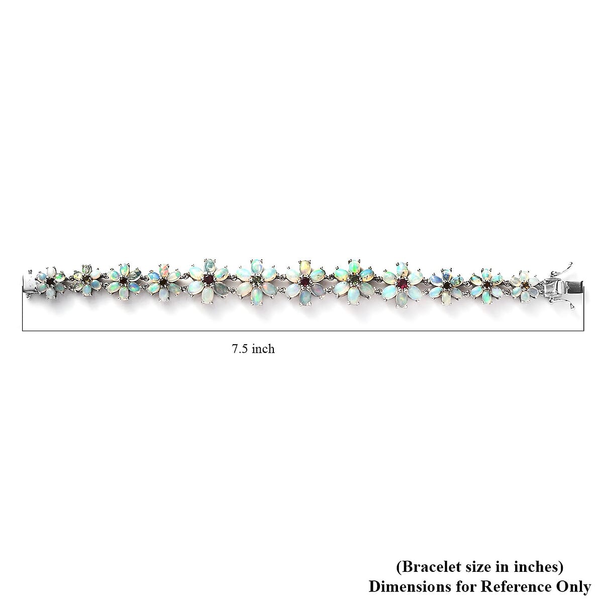 Premium Ethiopian Welo Opal and Multi-Tourmaline Floral Bracelet in Platinum Over Sterling Silver (7.25 In) 17.00 ctw image number 5