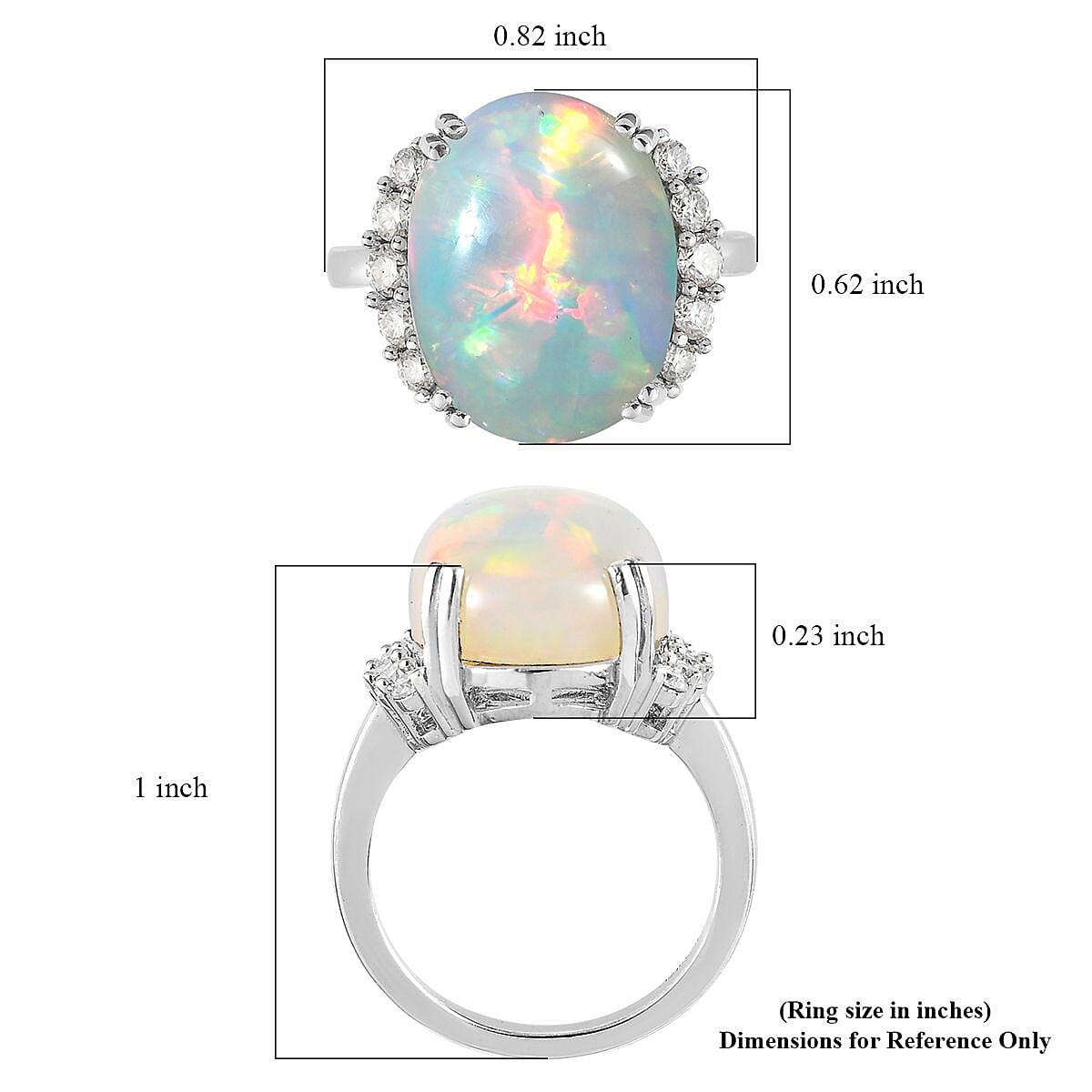 AAA Ethiopian Welo Opal and Moissanite Ring in Platinum Over Sterling Silver (Size 8.0) 6.50 ctw image number 5