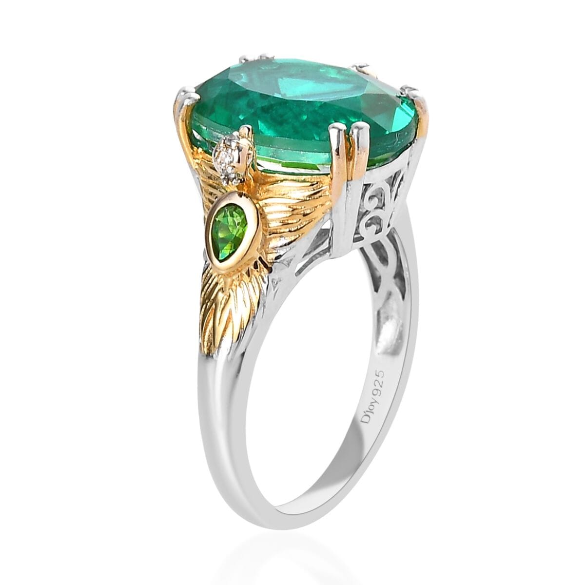 Buy Peacock Quartz (Triplet) and Multi Gemstone Ring in