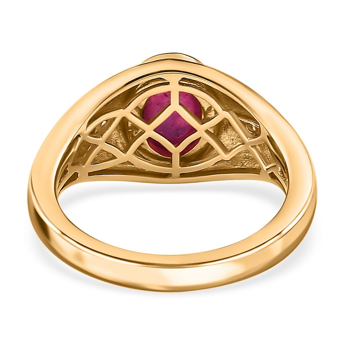 African Ruby and White Zircon 2.50 ctw Ring in Vermeil Yellow Gold Over Sterling Silver (Size 10.0)