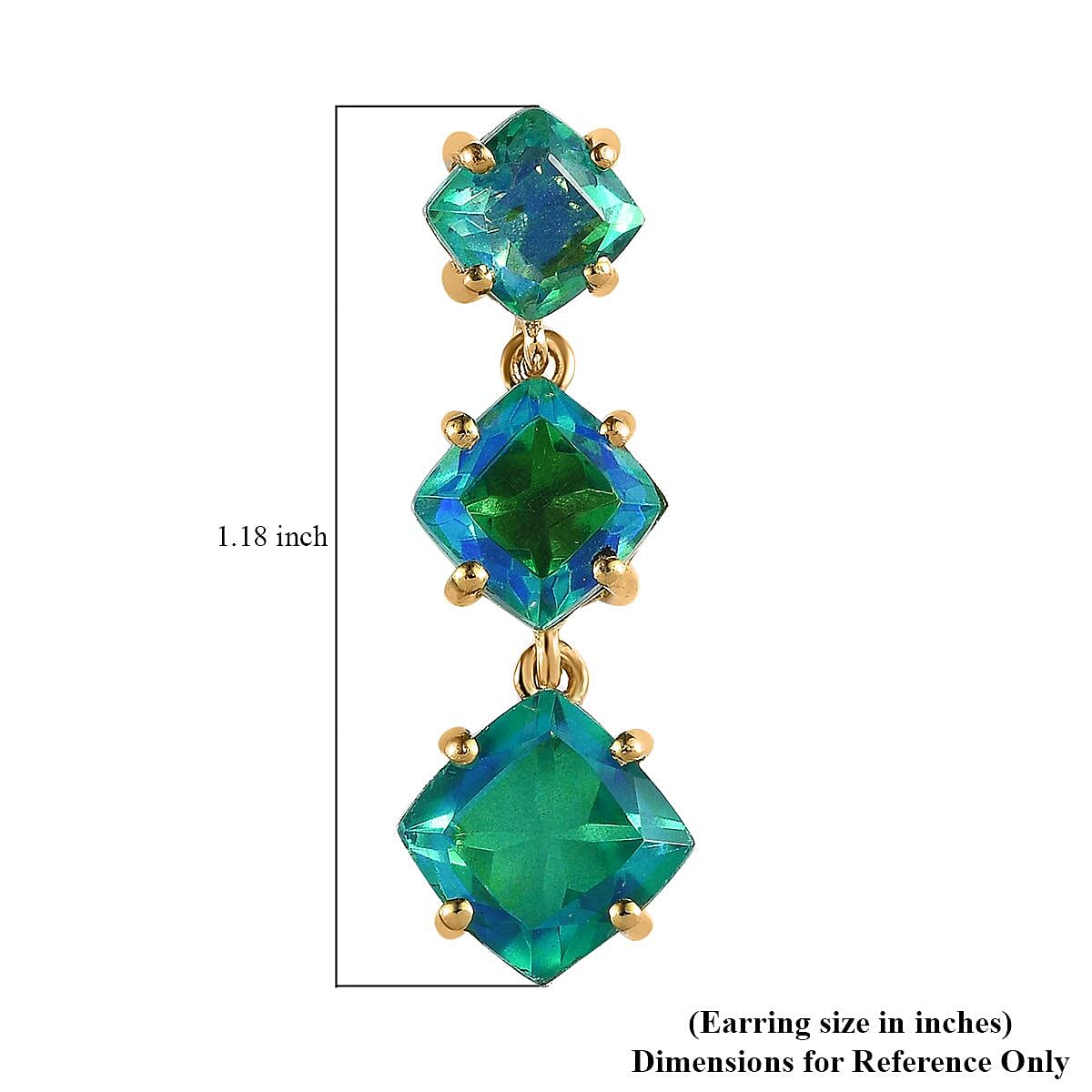 Peacock Quartz (Triplet) Dangle Earrings in Vermeil Yellow Gold Over Sterling Silver 10.65 ctw image number 3