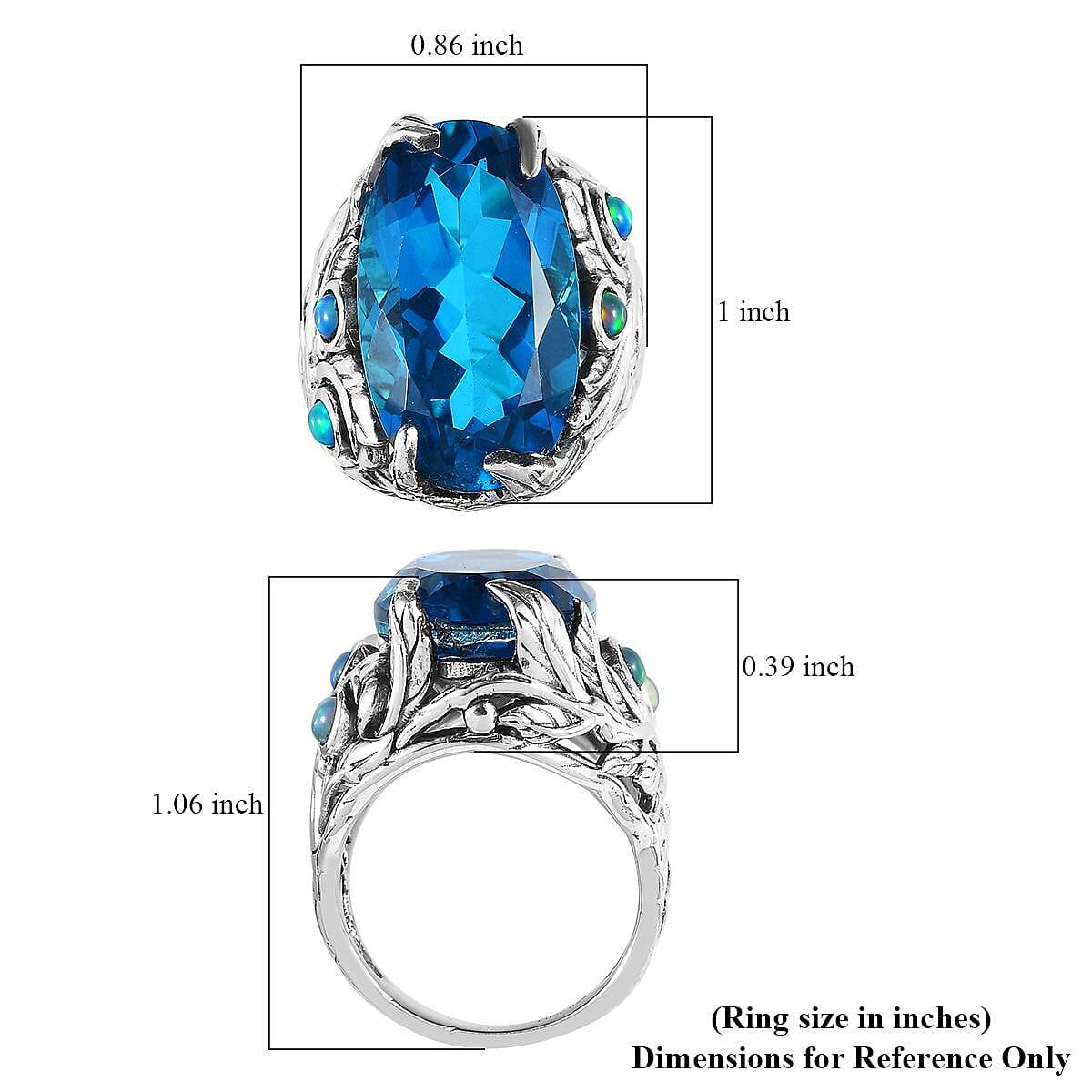 Artisan Crafted Caribbean Quartz (Triplet) and Ethiopian Welo Opal Ring in Sterling Silver (Size 7.0) 15.35 ctw image number 5
