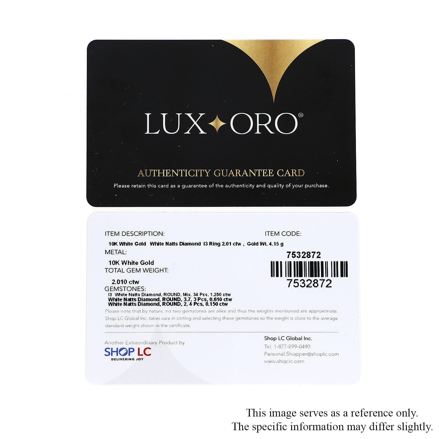Luxoro G-H I3 Diamond 2.00 ctw Ring in 10K White Gold (Size 6.5)