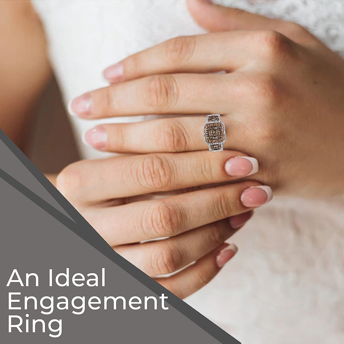 Luxoro Natural Champagne and White Diamond 2.00 ctw Ring in 10K Rose Gold, Gold Diamond Ring, Wedding Ring, Engagement Rings For Her image number 3