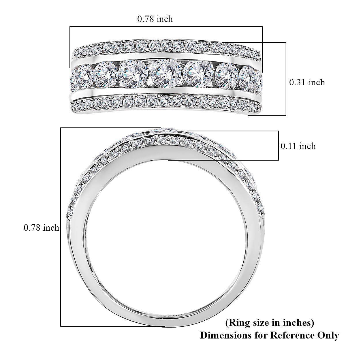 Luxoro 10K White Gold Moissanite Band Ring (Size 10.0) 1.25 ctw image number 5